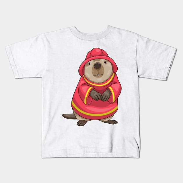 Beaver Firefighter Fire department Kids T-Shirt by Markus Schnabel